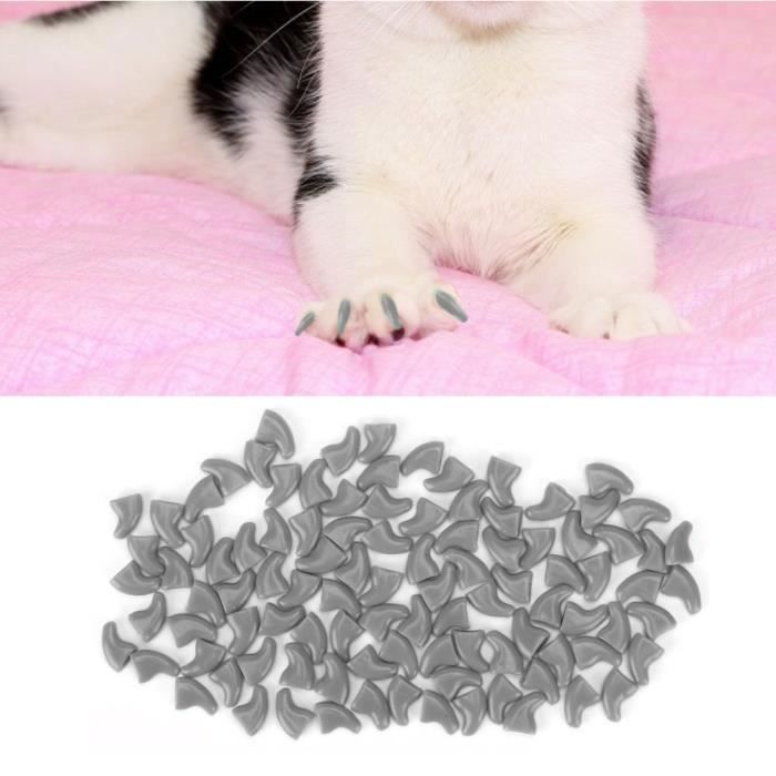100 PCS Doux Pet Chat Nail Cover Safe Anti Scratch Chien Patte Griffe Protecteur Décoratif Couvre(gris S) -TUN