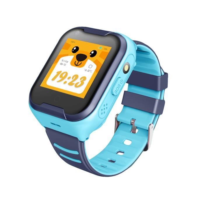 BORLAI® Montre de téléphone intelligent pour enfants avec caméra étanche 4G GPS Locator Montre de téléphone d'appel vidéo, Bleu