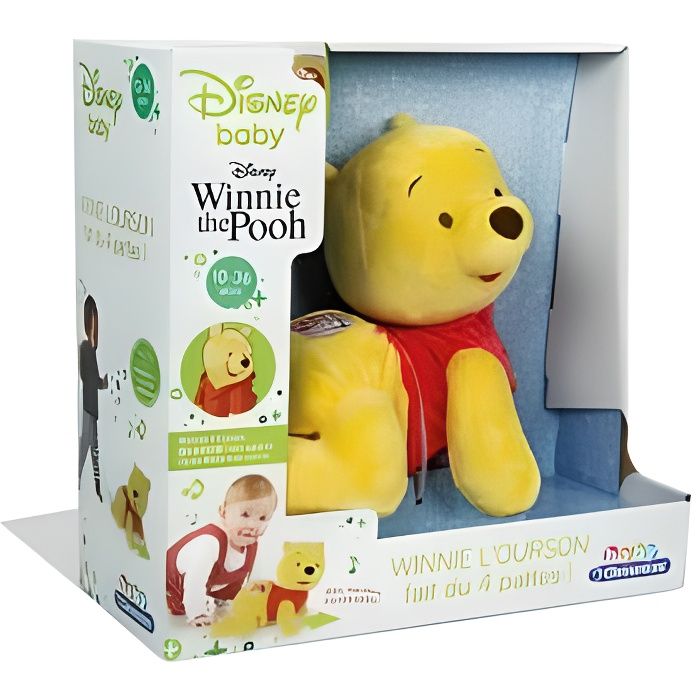 Winnie l'Ourson fait du 4 pattes avec boutons musique et cris des animaux - Peluche interactive Disney - Bebe 10-36 mois