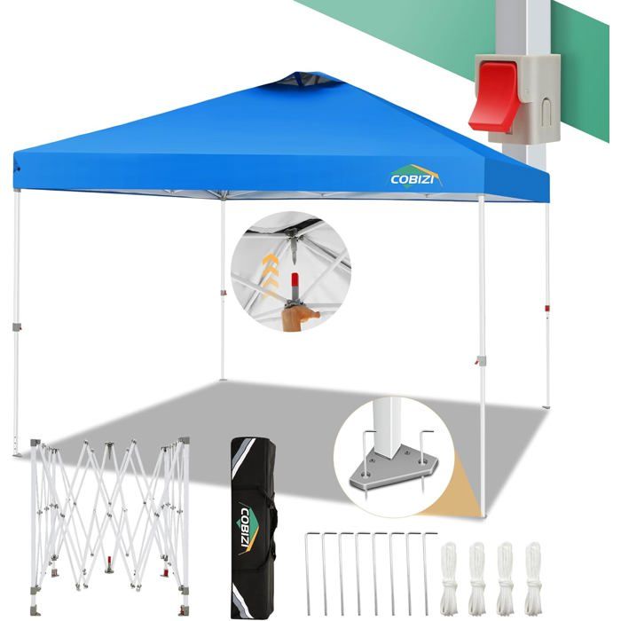 Tonnelle de Jardin Tente Pavillon 3x3m, Tente Pliante Rapide à Installer avec Sac de Transport, Bleu