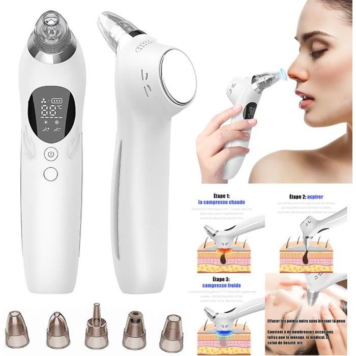 Aspirateur Point Noir Multifonction, Soins de la peau Instrument de Beauté, Extracteur de Comédons Blackhead Remover Rechargeable