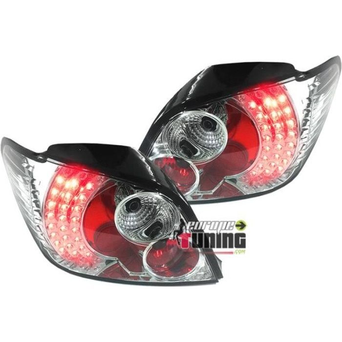 2 FEUX TUNING CHROME A LEDS PEUGEOT 307 BERLINE PHASE 1 2001-2005 (14511)