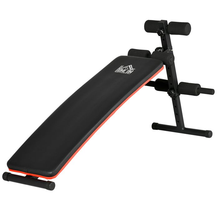 Banc de musculation pliable banc abdominaux hauteur réglable 5 positions dim. 139L x 47l x 51-69 cm rouge noir