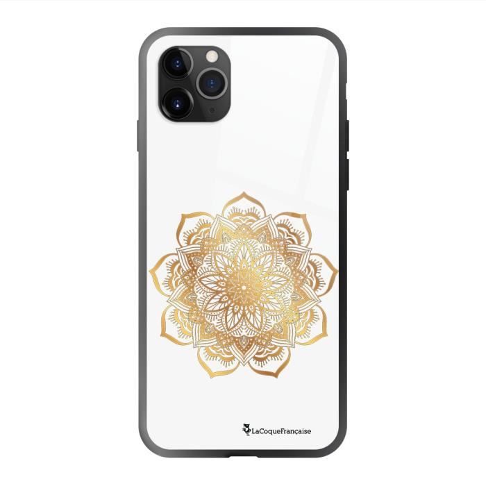 Coque en verre trempé iPhone 11 Pro Max Mandala Or Ecriture Tendance et Design La Coque Francaise.