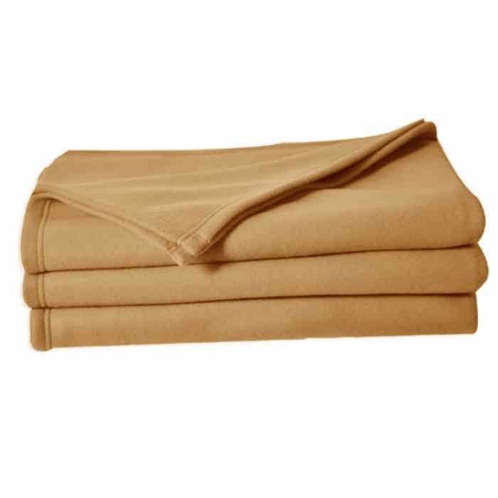LINANDELLE - Couverture Plaid Polaire anti feu 320gr SECURE - Beige - 240x260 cm