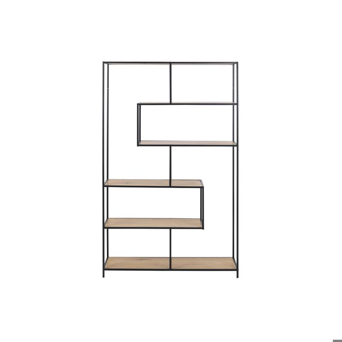 Miliboo - Bibliothèque industrielle métal noir et bois L114 cm TRESCA