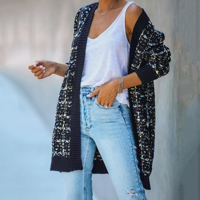 Veste couleur tricot cardigan à manches longues pour femmes