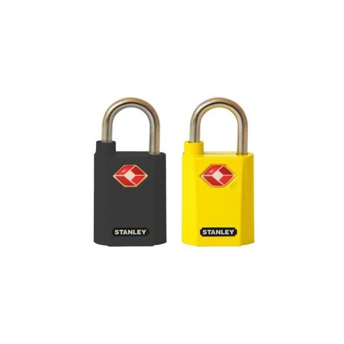 Stanley - cadenas de bagage - zinc - 20 mm - 2 clés identiques - noir/jaune
