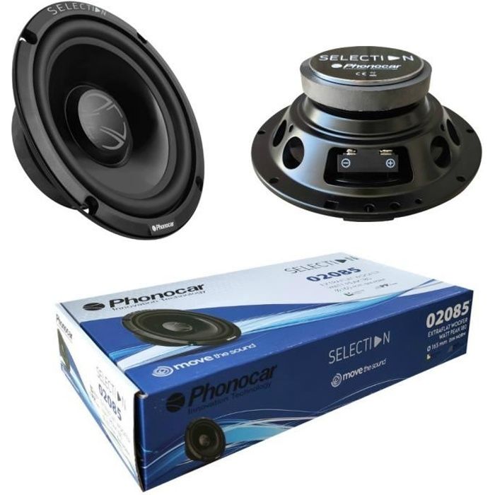 2 PHONOCAR 02085 haut-parleurs woofer 16,50 cm 165 mm 6,5- diamètre 70 watt rms 180 watt max 4 ohms 91 db spl voiture, la paire