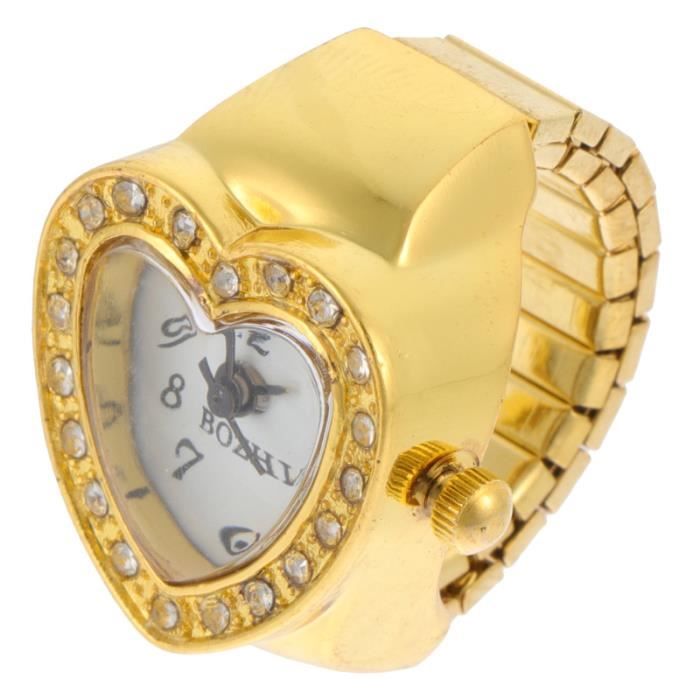 Heart Shape Bague Montre Exquis Quartz Mouvement Bague Garde-cadeau Pour Femmes Hommes