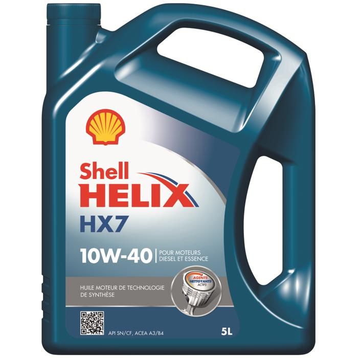 Bidon 5 litres d'huile diesel ou essence Shell Helix HX7 10W40 550041040