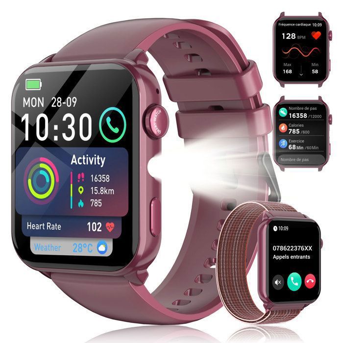 Blackview Montre Connectée Femme avec Appel Bluetooth Assistant Vocal Fonction Féminine Sommeil SpO2 Smartwatch Adultes