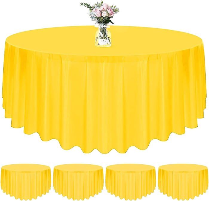 Mulbozy Lot De 2 Nappes Rondes Jetables En Plastique Rose Pour Fête Prénatale, Mariage, Fête D'anniversaire, 213,4 Cm