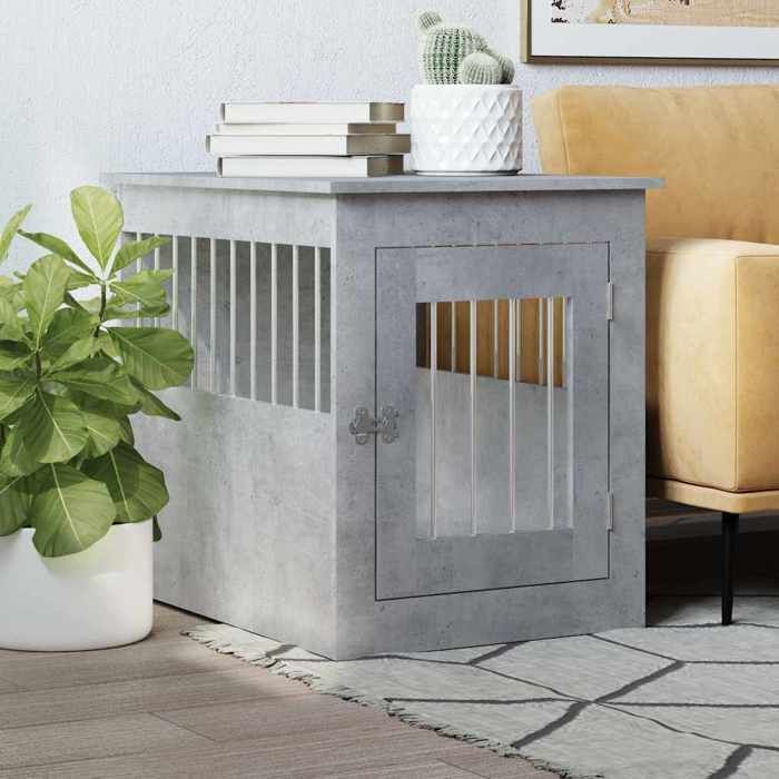 vidaXL Meuble de cage pour chiens béton