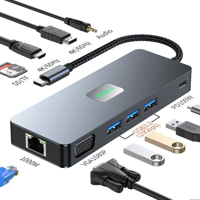 MOKiN USB C Hub Dual HDMI, Adaptateur USB-C Vers Double HDMI