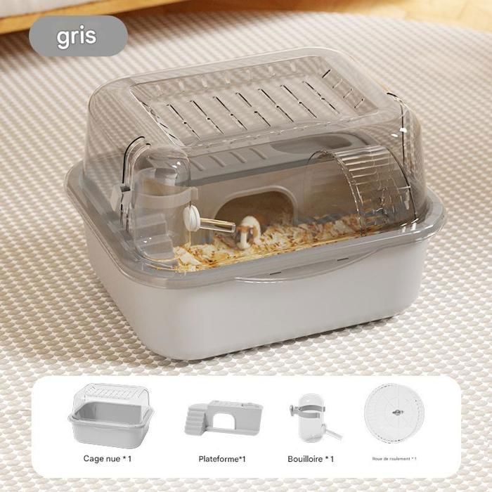 Comparer les prix de Cage à hamster rat rongeur - plateforme, biberon eau, roue, maisonnette-Blanc