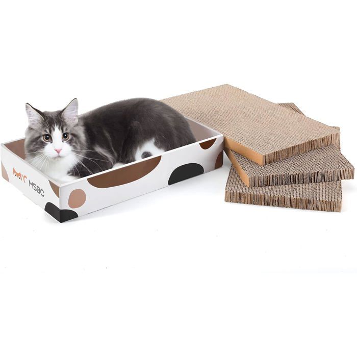 Grattoir Chat Carton Griffoir pour Chats Ondulé Papier Planche à Gratter Canapé Coussin Plaque à Griffes Jouet pour Soins de