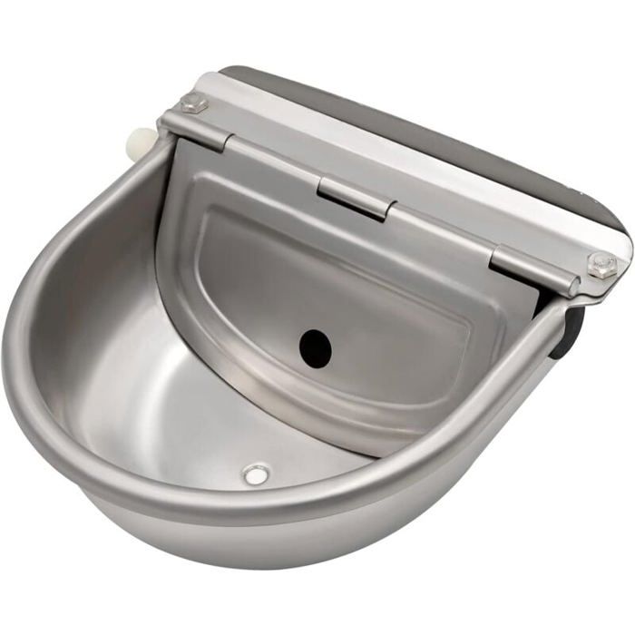 Abreuvoir à eau en acier inoxydable avec bouchon de vidange et valve à flotteur réglable pour cheval chien-abreuvoir automatique