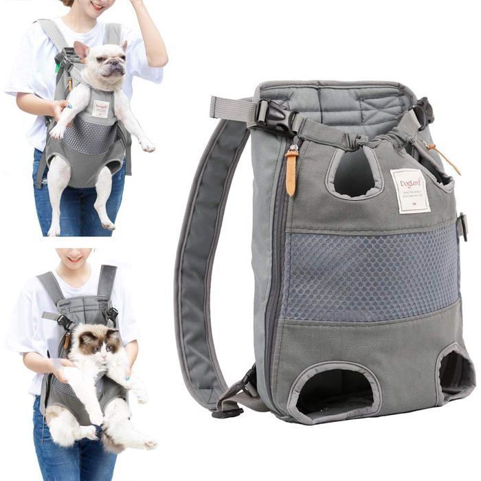 Sac à Dos pour Chien - Non Toxique - Réglable - Supporte 12 kg - Gris - Confort Optimal