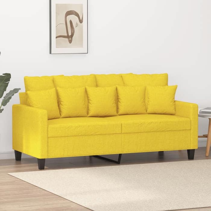 CHIC Canapé à 2 places Jaune clair 140 cm - Sofa Fixe design concis Têtières relax en tissu @SARA862016