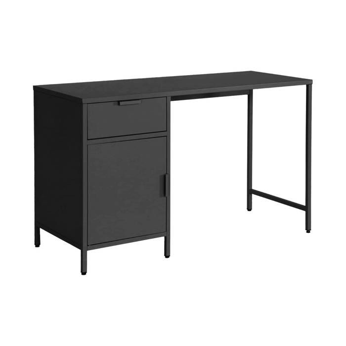 Bureau enfant acier laminé 1 tiroir. noir. L 120 x P 50 x H 75 cm