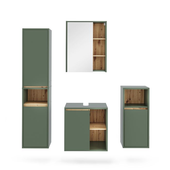 Vicco Ensemble de meubles de salle de bain Viola, blanc/gris, 3 pièces | blanc/gris | Ensemble 1 | 406673150121298