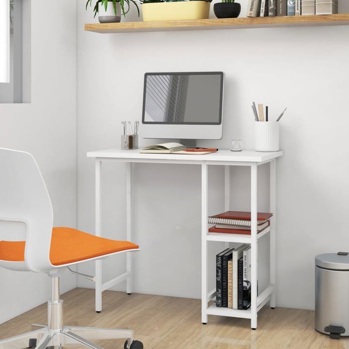 Bureau dordinateur - vidaXL - Blanc - MDF et métal - 80x40x72 cm
