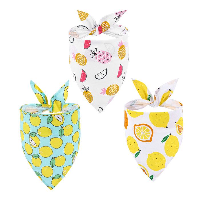 Lot de 3 bandanas pour chien printemps-été écharpes triangulaires réglables pour chiens de taille moyenne 65 x 45 x 45 cm