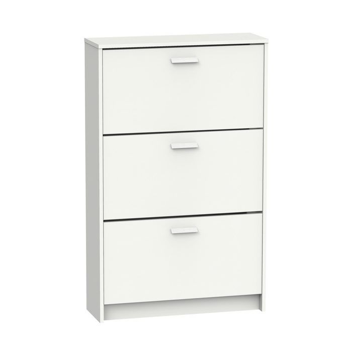 Meuble à chaussures de 3 portes 18 paires coloris Blanc - Longueur 74 x Profondeur 25 x Hauteur 119 5 cm Meuble à chaussures de 3 portes 18 paires coloris Blanc - Longueur 74 x Profondeur 25 x Hauteur 119 5 cm