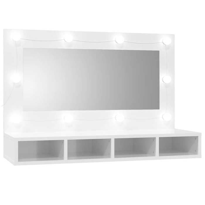 Armoire à miroir LED - vidaxl - Blanc brillant - 90x31 5x62 cm - LED inclus - 4 étagères ouvertes