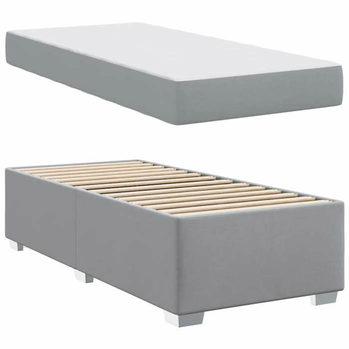 BURKE* Lit simple 90x190 cm Structure de lit classique Gris clair tissu- LL6121
