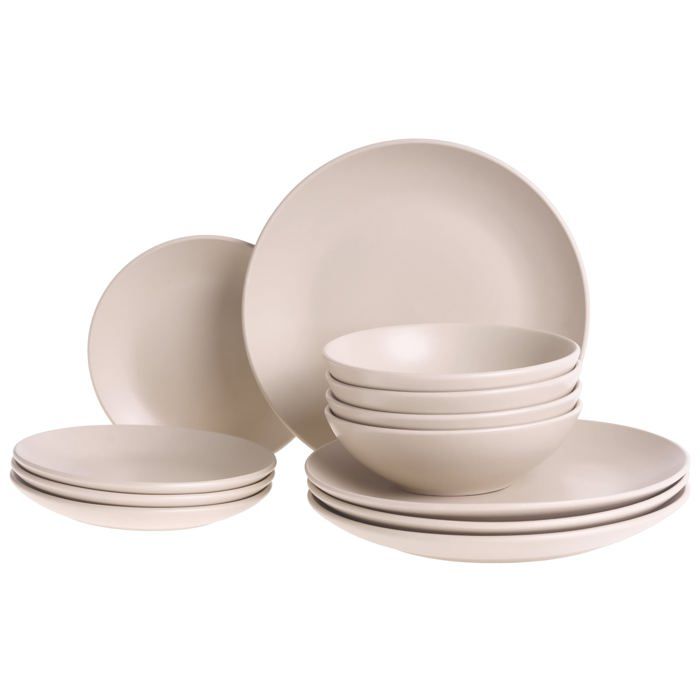 Set de 18 couverts de table VIVANI Grès Beige clair