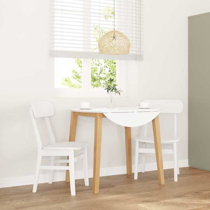 NEW 2026 Chaises à manger lot de 2 Chaises de Cuisine/BUREAU blanc bois massif caoutchouc 46x47x81.5 cm L791