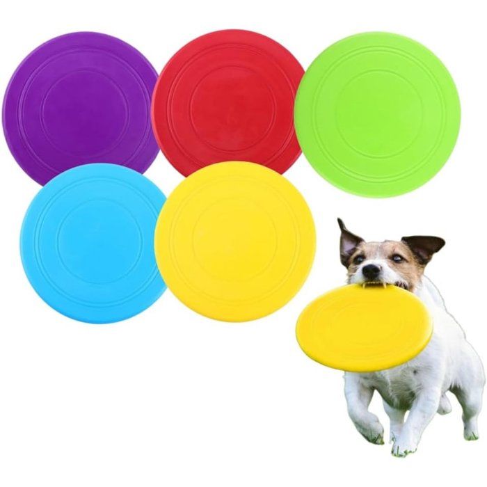 5 frisbees en caoutchouc souple pour chien jouet d’intelligence diamètre 17 8 cm