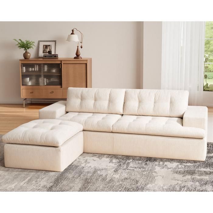 Canapé dangle 215*175*48cm repose-pieds amovible canapé3/4 places en forme de L Cloud avec assise profonde
