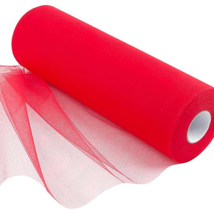 (100Yards*30cm) Rouleau Ruban Tulle Organza Bobine Tulle Blanche Jupe Mariage Chemin de Table Décoration Anniversaire Rouge