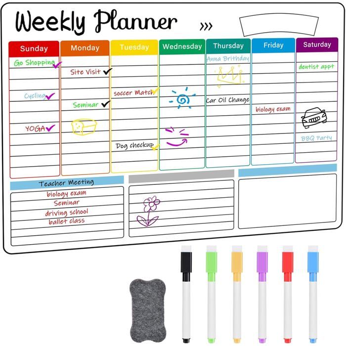 Calendrier Magnétique pour Frigo, Planning Semaine Magnetique, Tableaux