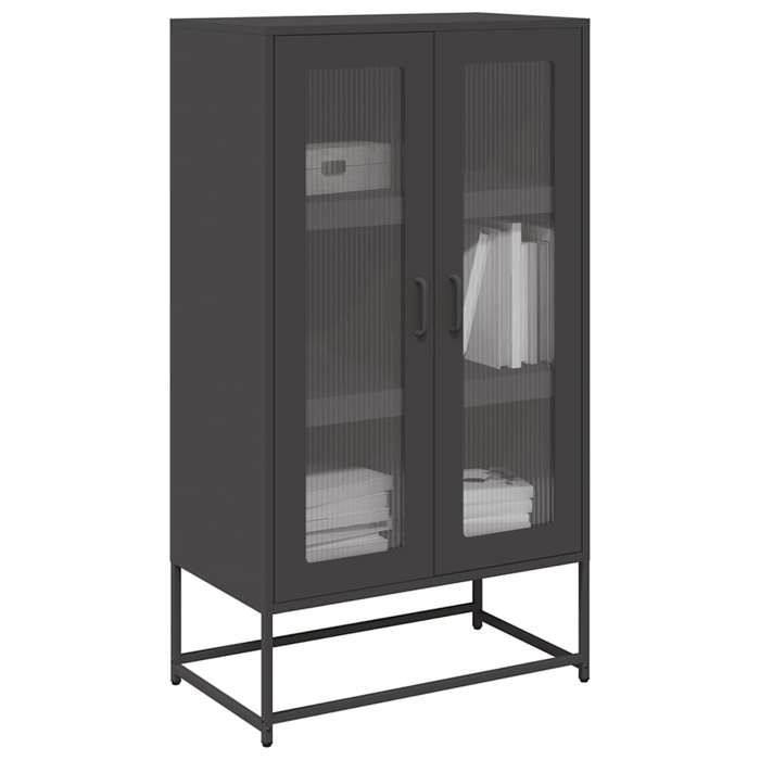 Noir Buffet haut noir 68x39x123 cm acier - Vaisselier H11241