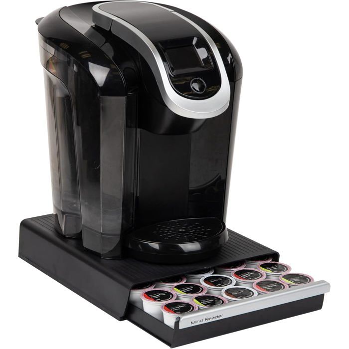 Tiroir à dosettes de café à portion unique capacité de 30 capsules organiseur de plan de travail 267x325x63 cm (LxlxH) noir