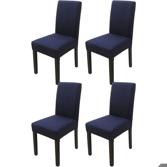 Housse de chaise moderne - Unbrand - Bleu marine - Lot de 4 pièces - Élastique - Lavable - Adaptée aux salles à manger