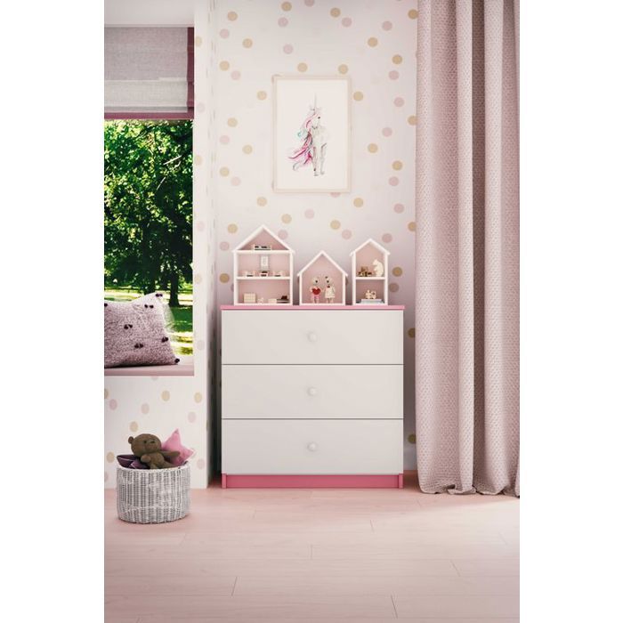 Commode enfant à tiroirs rose unie - Babydreams idéale pour la chambre denfant