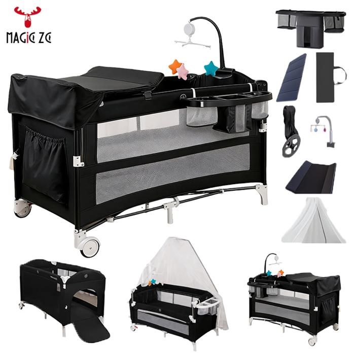Lit parapluie 2 en 1 Magic ZC Convertir en parc bebe Lit bebe evolutif Cododo 7 cadeaux Table à langer Aucun montage nécessaire