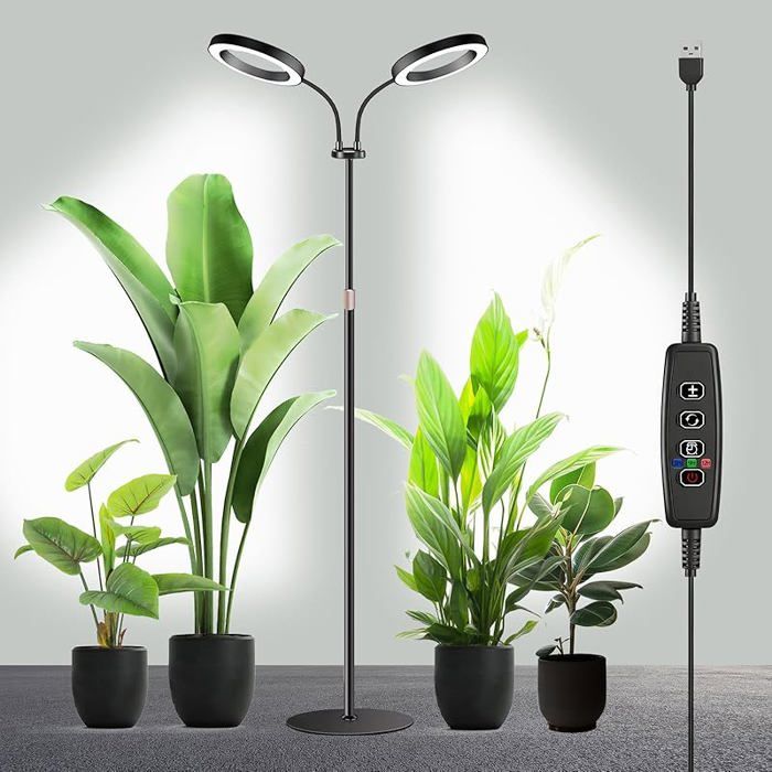 Lampe Horticole Led Spectre CompletLampe Plante Interieur avec SortDeux Têtes Lampes de 20 cm x 6 cm x 42 cm