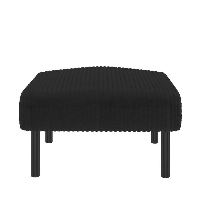 Tabouret repose-pied noir velours côtelé cadre métal 56x51x39cm table dappoint multifonction salon sans outils
