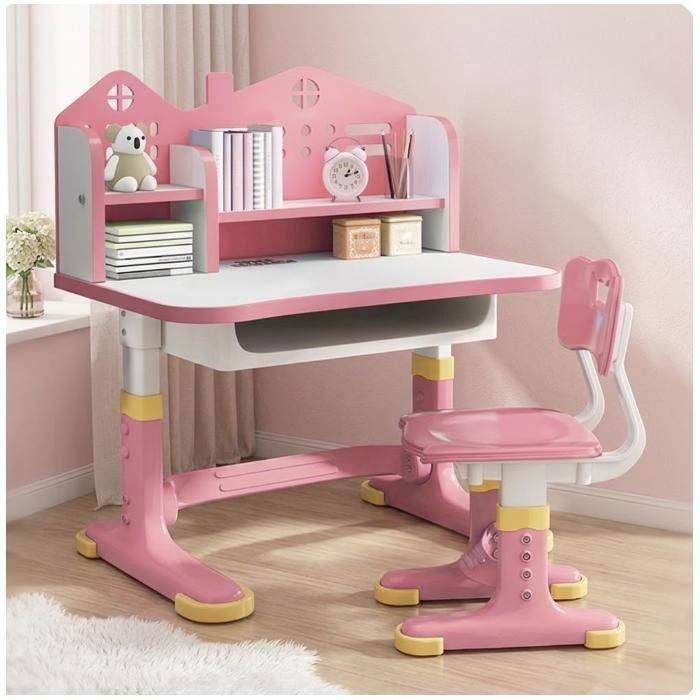 Bureau Enfant Réglable en Hauteur avec Chaise Ergonomique Anti-Lordose Tiroir de Rangement Ensemble Table dÉtude 105x62cm