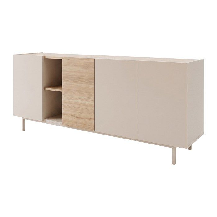 Buffet avec 4 portes et 2 niches - Beige et Naturel clair - REYALA Buffet avec 4 portes et 2 niches - Beige et Naturel clair - REYALA