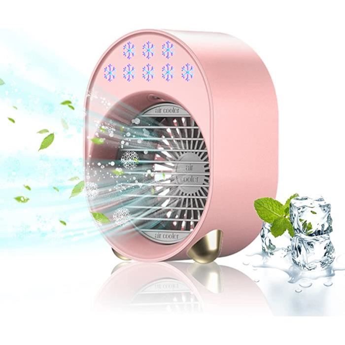 Mini Climatiseur Portable - ZGEER - Ventilateur Silencieux - 3600mAh - Rechargeable USB - Rose - Zgeer