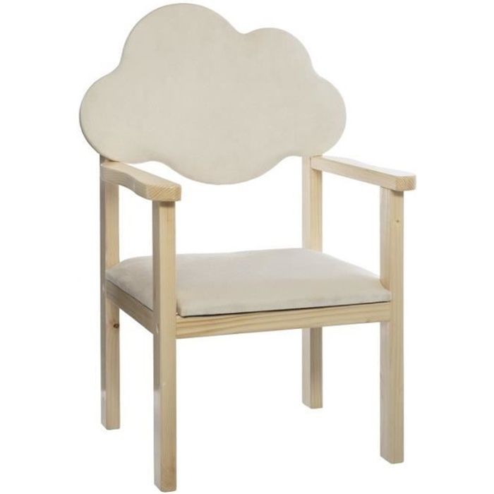 chaise enfant dossier nuage - atmosphera - blanc - bois massif - tissu - style enfant