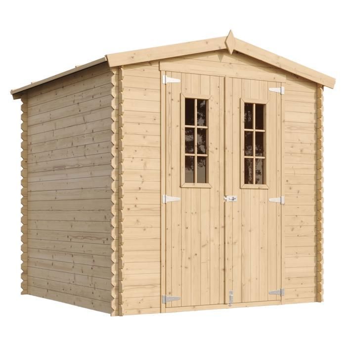 TIMBELA M343C+M343G Abri de jardin en bois I216xL206xH218 cm/ 3.53 m2 AVEC SOL TRAIT&Eacute;