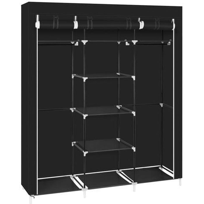 Armoire de rangement pour vêtements ALIGHTUP - 69 avec tissu non tissé et tige de suspension - Noir Armoire de rangement pour vêtements ALIGHTUP - 69 avec tissu non tissé et tige de suspension - Noir